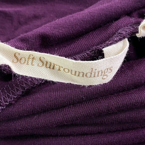 SOFT SURROUNDINGS Ruched Turtleneck Tunic Top Long Sleeve Purple LT 15-6 - Picture 9 of 16